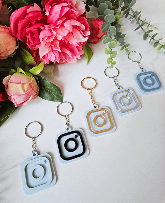 Personalized keychain with Instagram QR code LIGHT BLUE