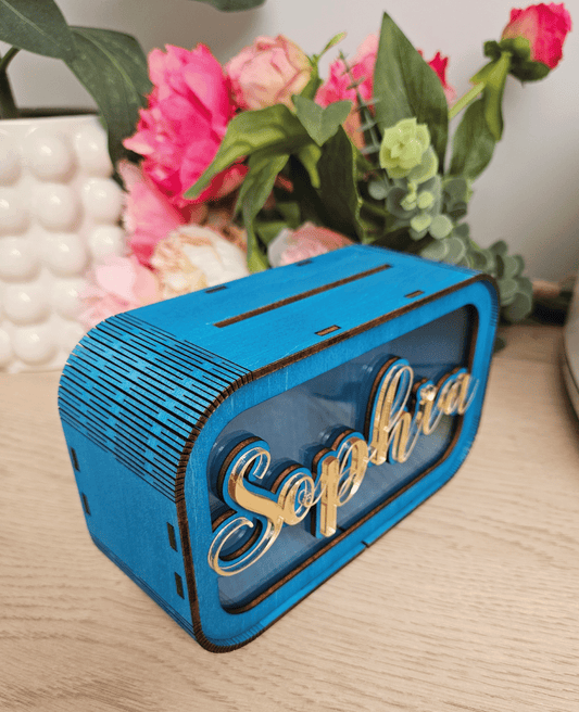 Personaliseeritud rahakassa (Teie nimega) pildil SININE #12