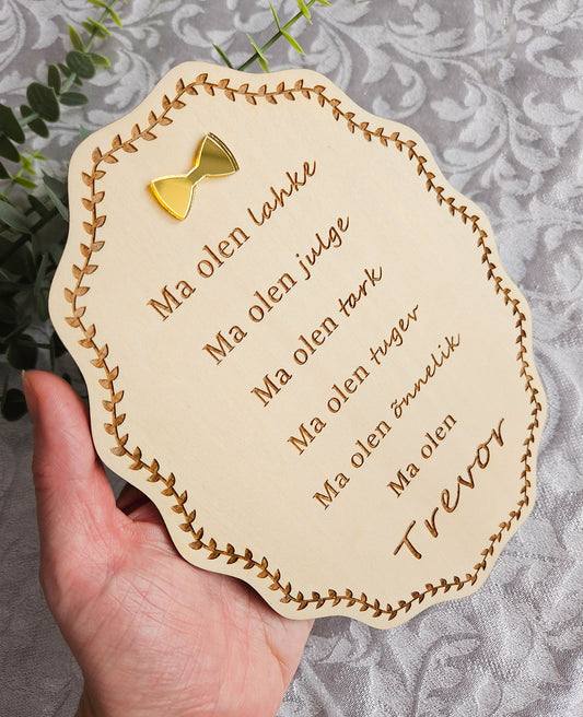 Personaalne puidust afirmatsioonitahvel lastele "Kikilips"