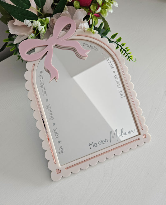 Personal affirmation mirror "Luxurious bow" (With your name)