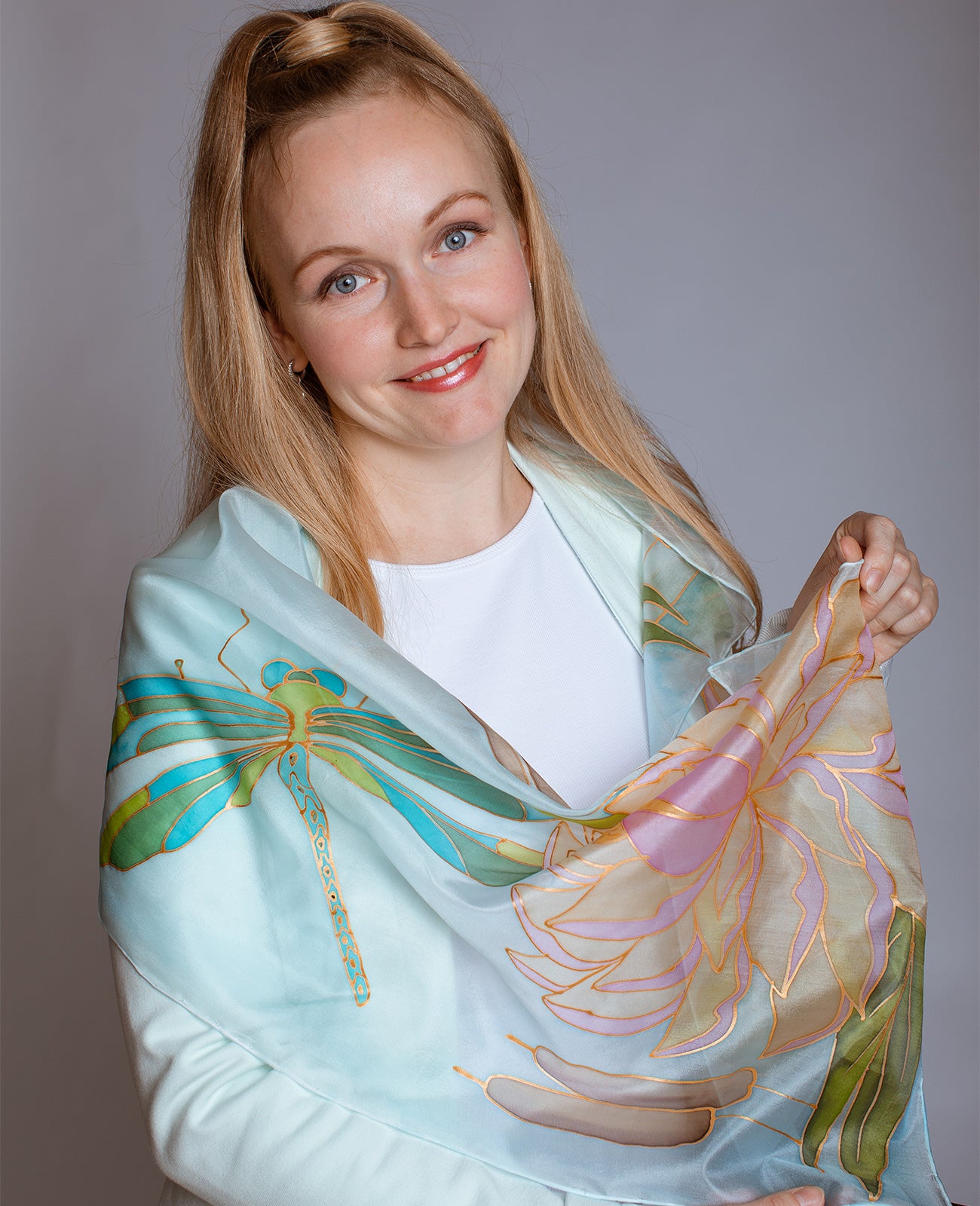 Beautiful Dragonfly Hand Painted Silk Scarf