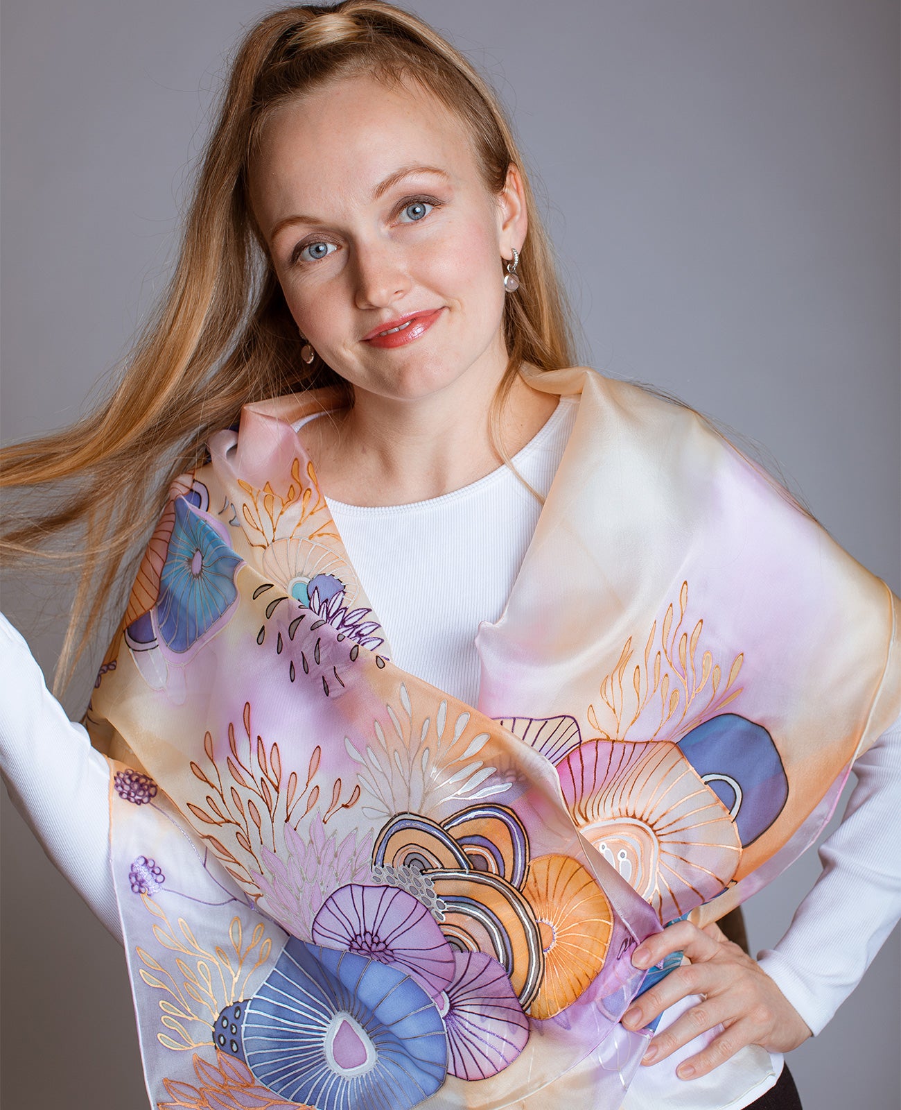 Abstarction (1) Hand Painted Silk Scarf