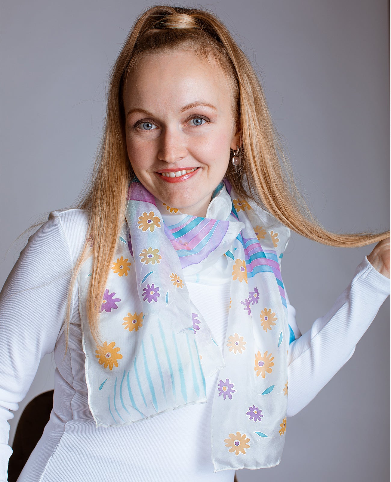 Good Mood Hand Painted Silk Scarf