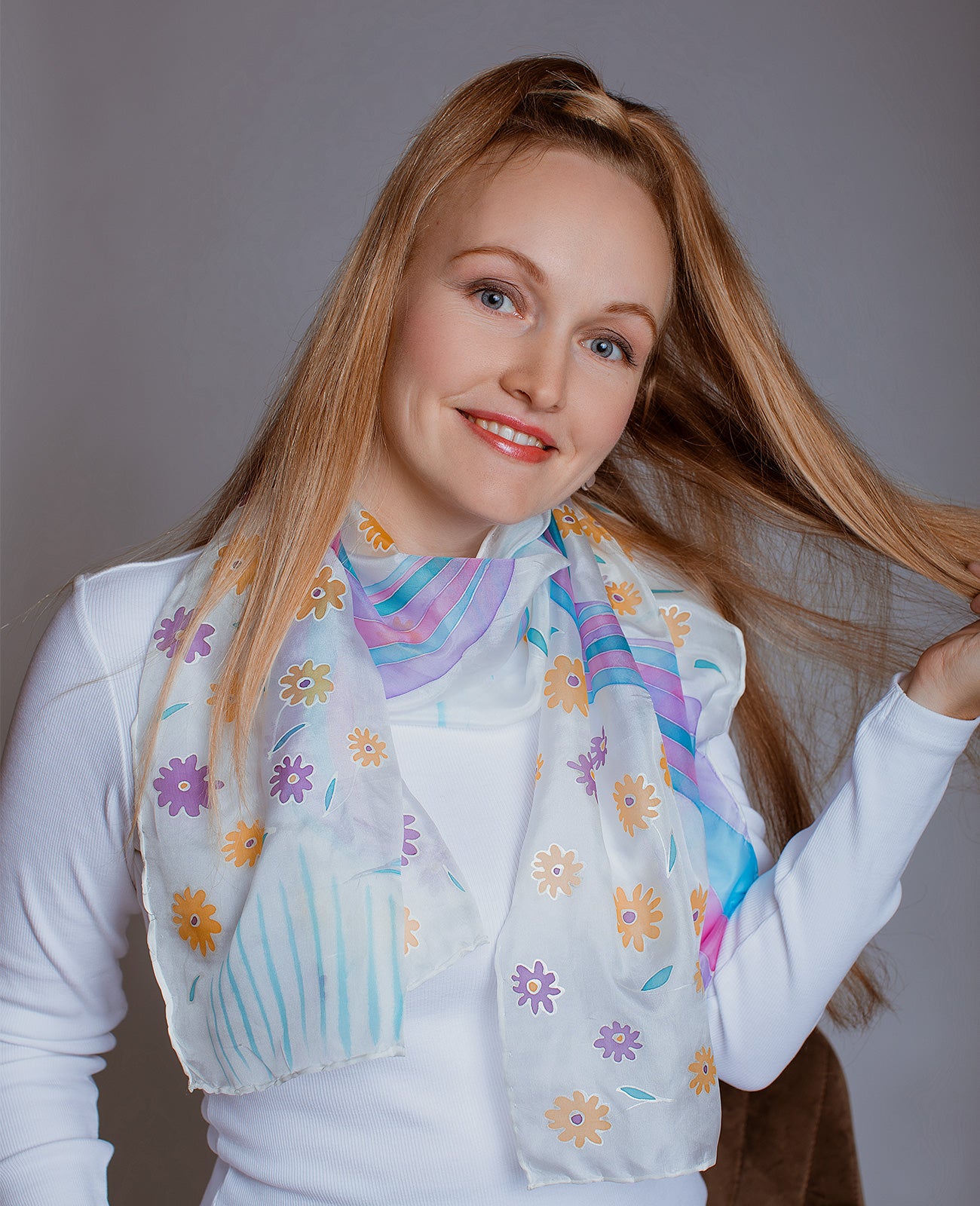 Good Mood Hand Painted Silk Scarf