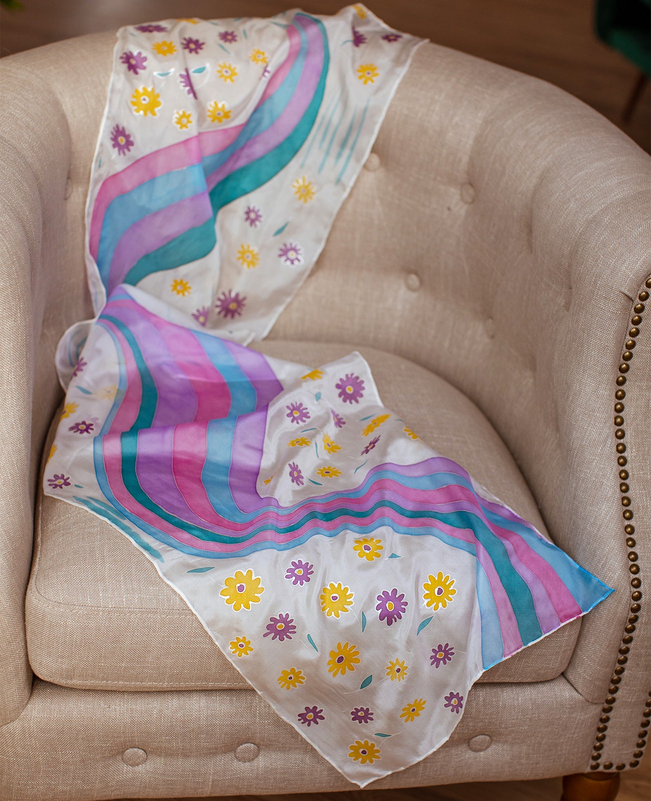 Good Mood Hand Painted Silk Scarf