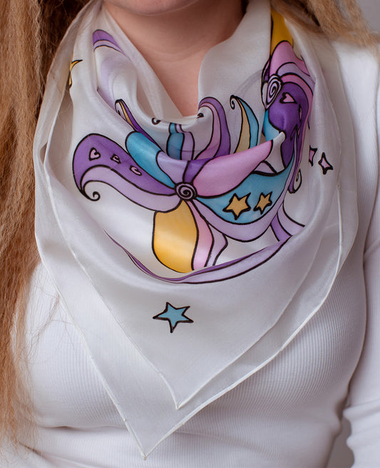 Wonderful Flower Hand Painted Silk Shawl