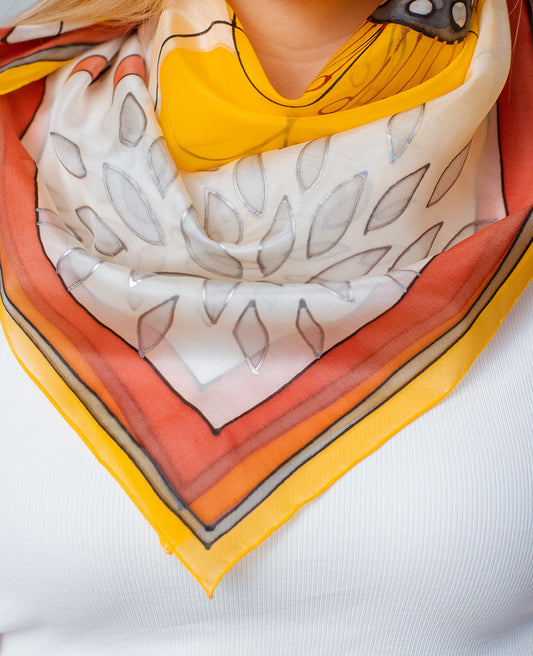 Yellow Abstraction Hand Painted Silk Shawl