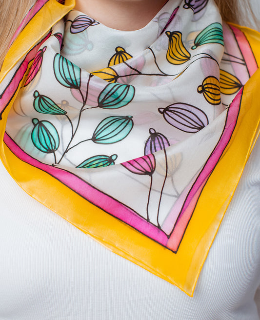 Colorful Nature Hand Painted Silk Shawl