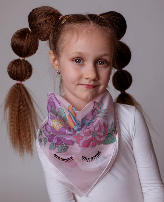 Laste Siidirätik Ilusad Lilled ja Ükssarvik