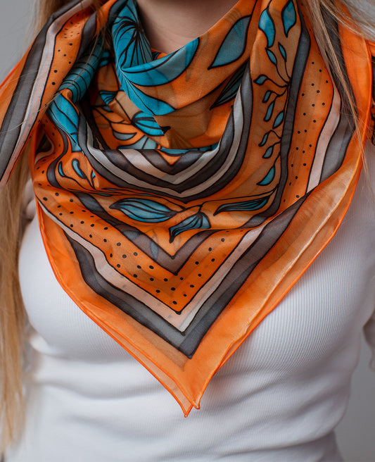 Siidirätik Oranz-sinine Abstraktsioon