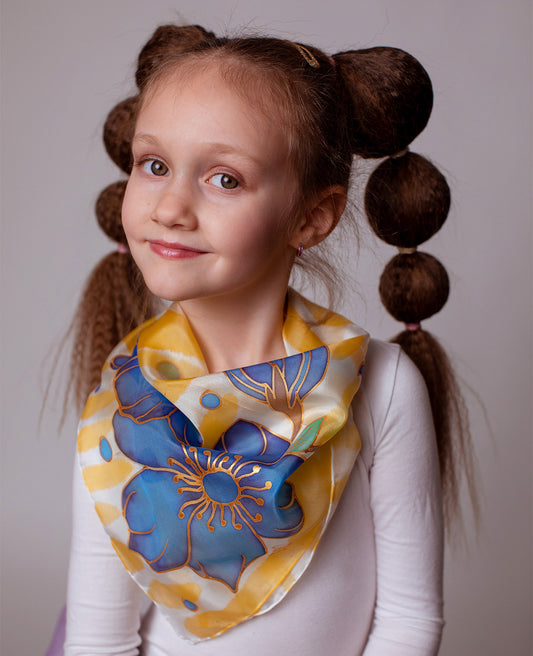 Ema & Tütar Siidisallide Komplekt Sinised Lilled