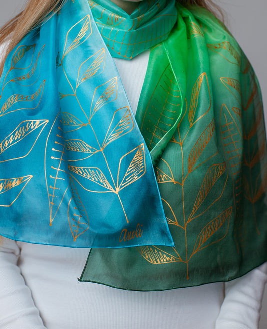 Siidisall Sinise-roheline looduse motiiv