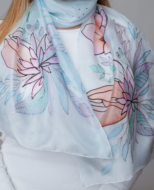 Gentle Nature Hand Painted Silk Scarf