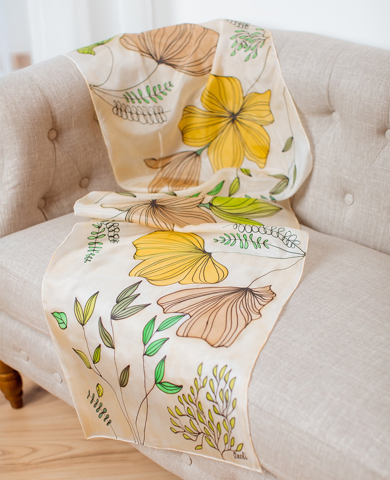 Autumn Nature Hand Painted Silk Scarf