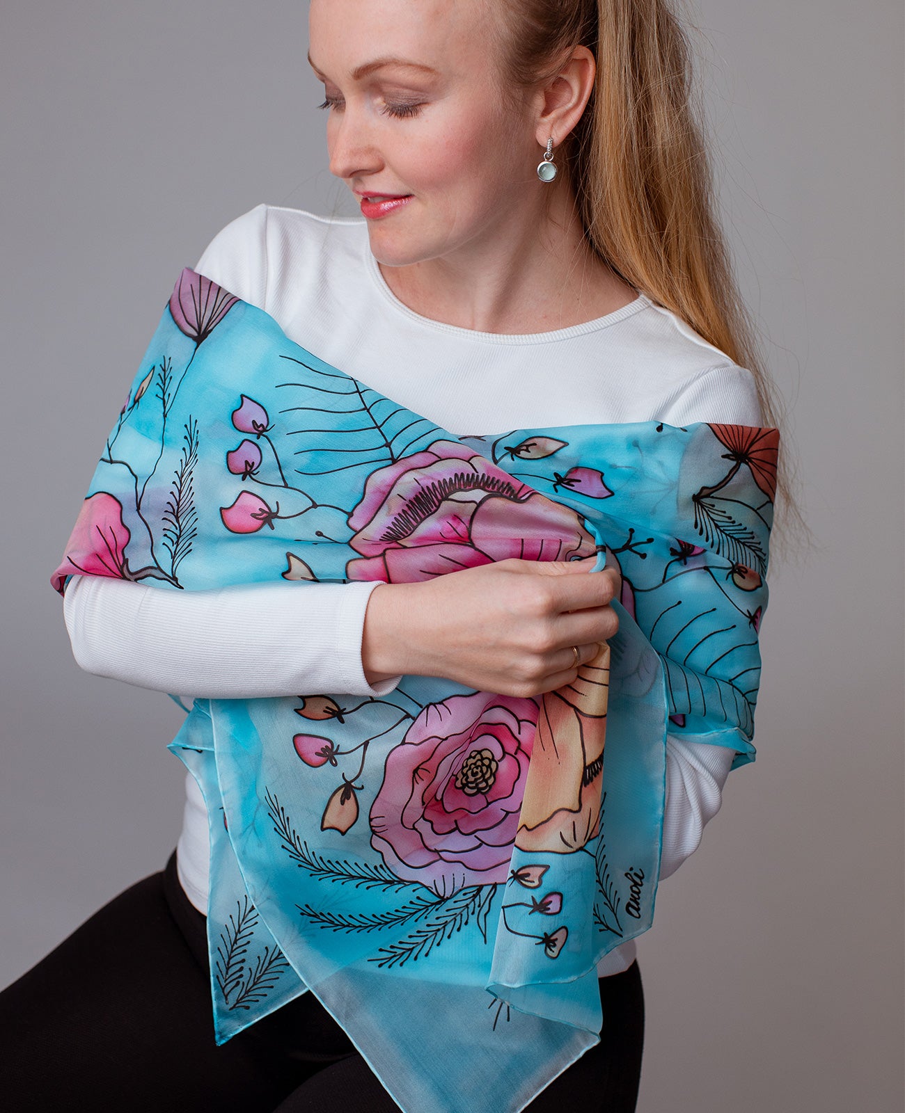 Summer Hand Painted Silk Scarf