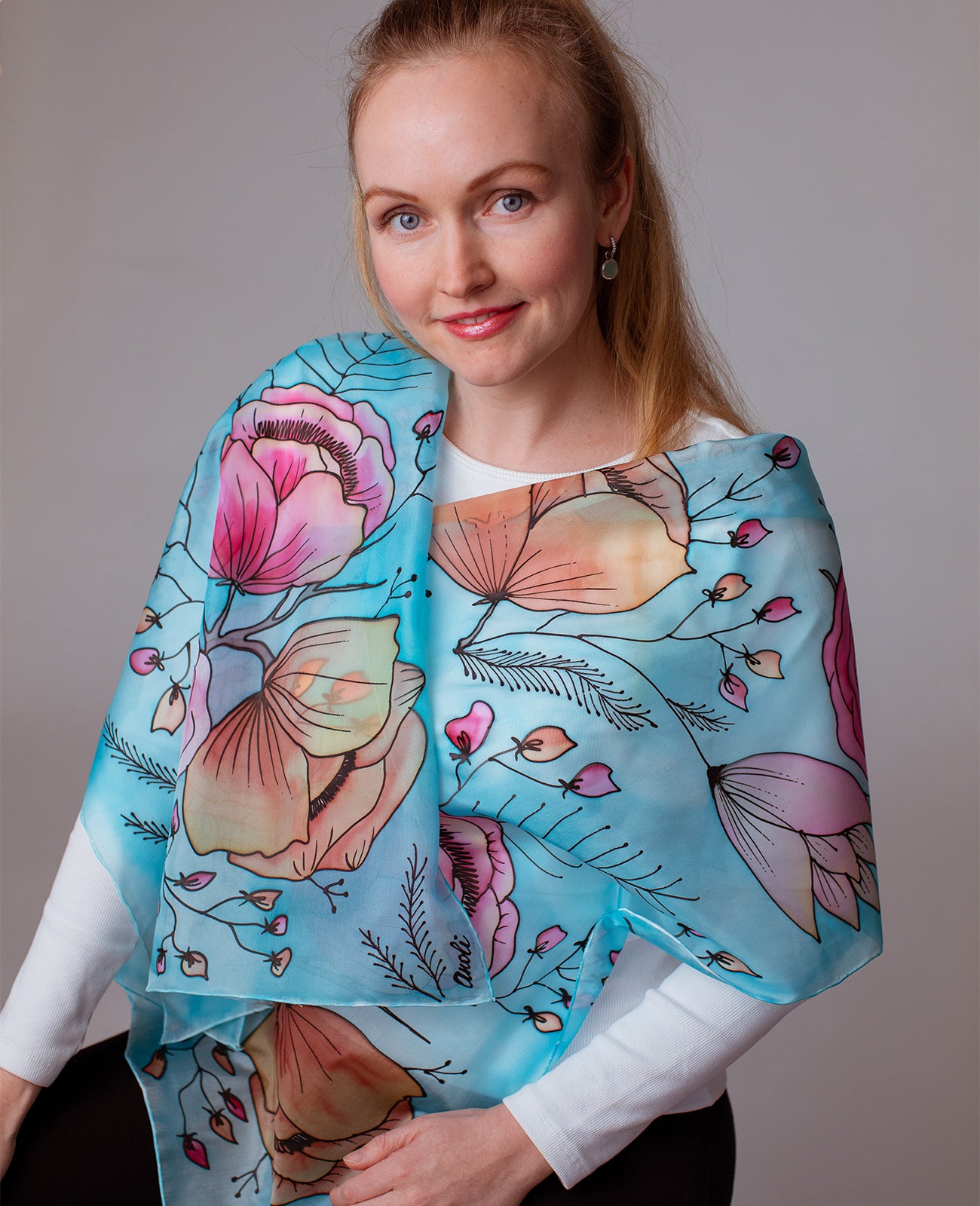 Summer Hand Painted Silk Scarf