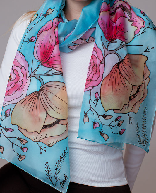 Summer Hand Painted Silk Scarf