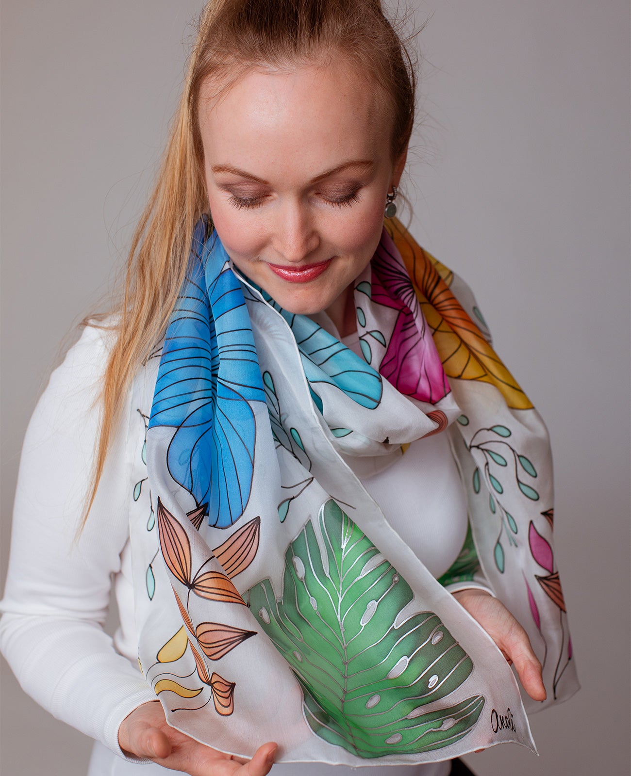 Colorful Summer Hand Painted Silk Scarf
