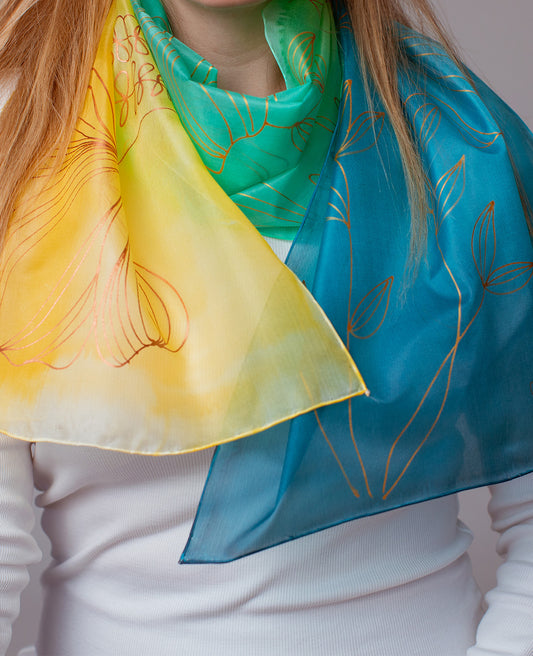 Siidisall Meresinine-kollane loodusemotiiv