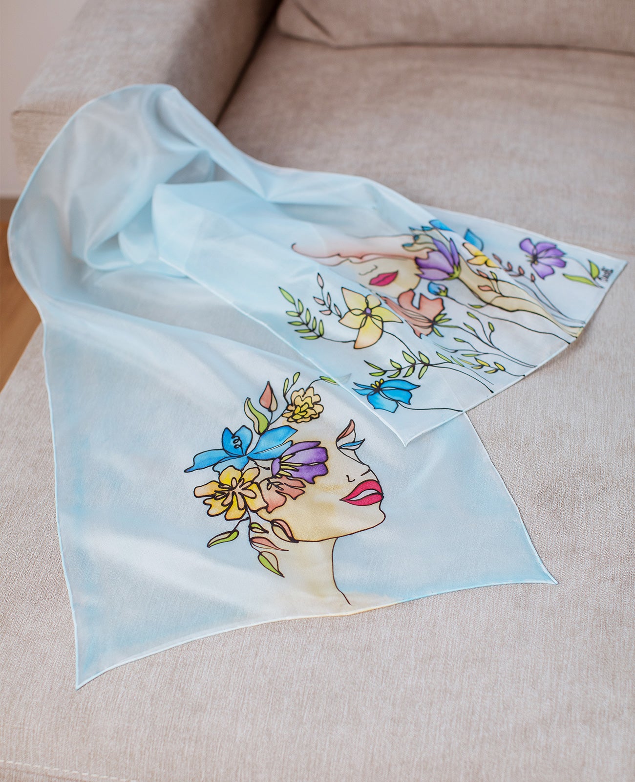 Beauty 2 Hand Painted Silk Scarf