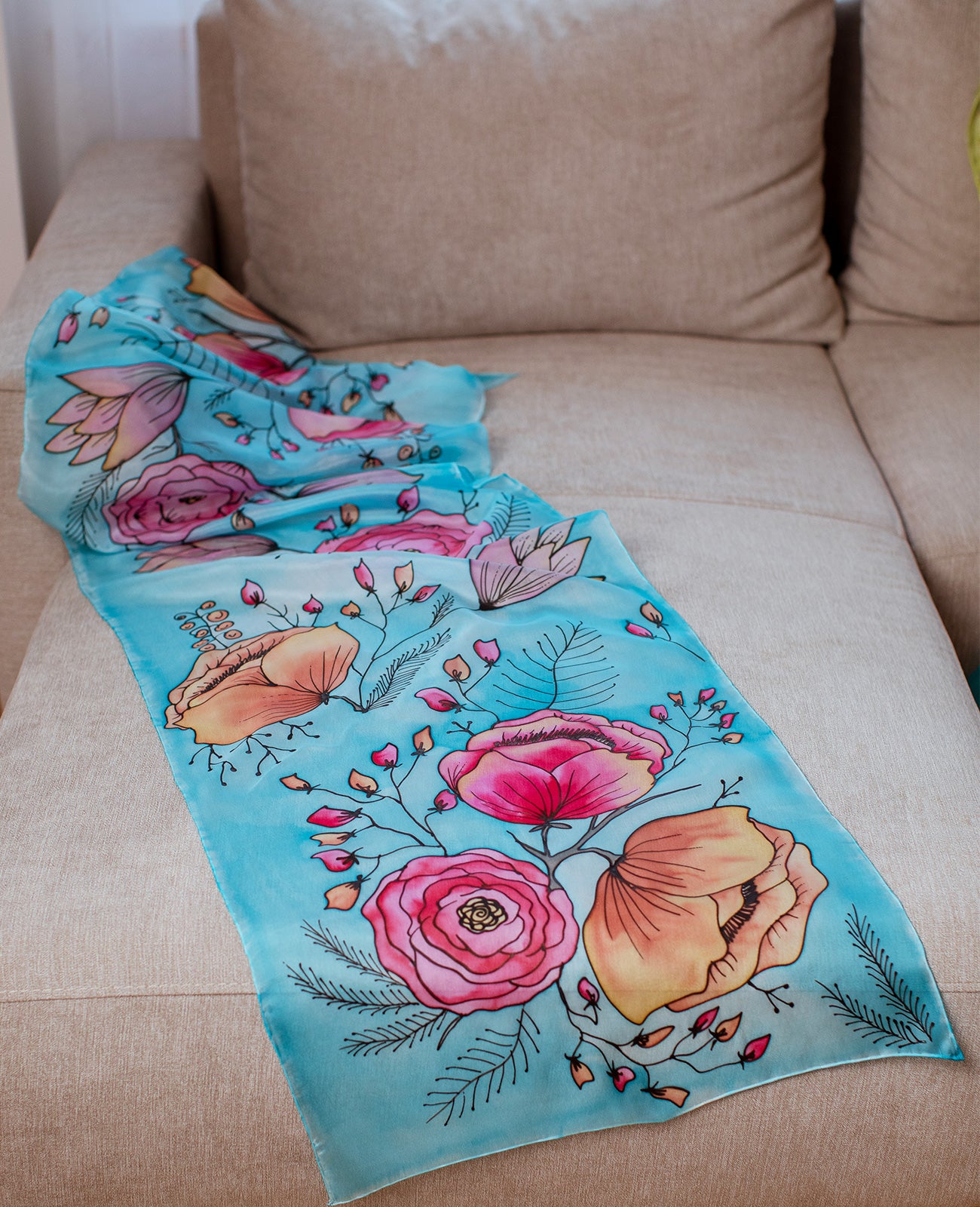 Summer Hand Painted Silk Scarf