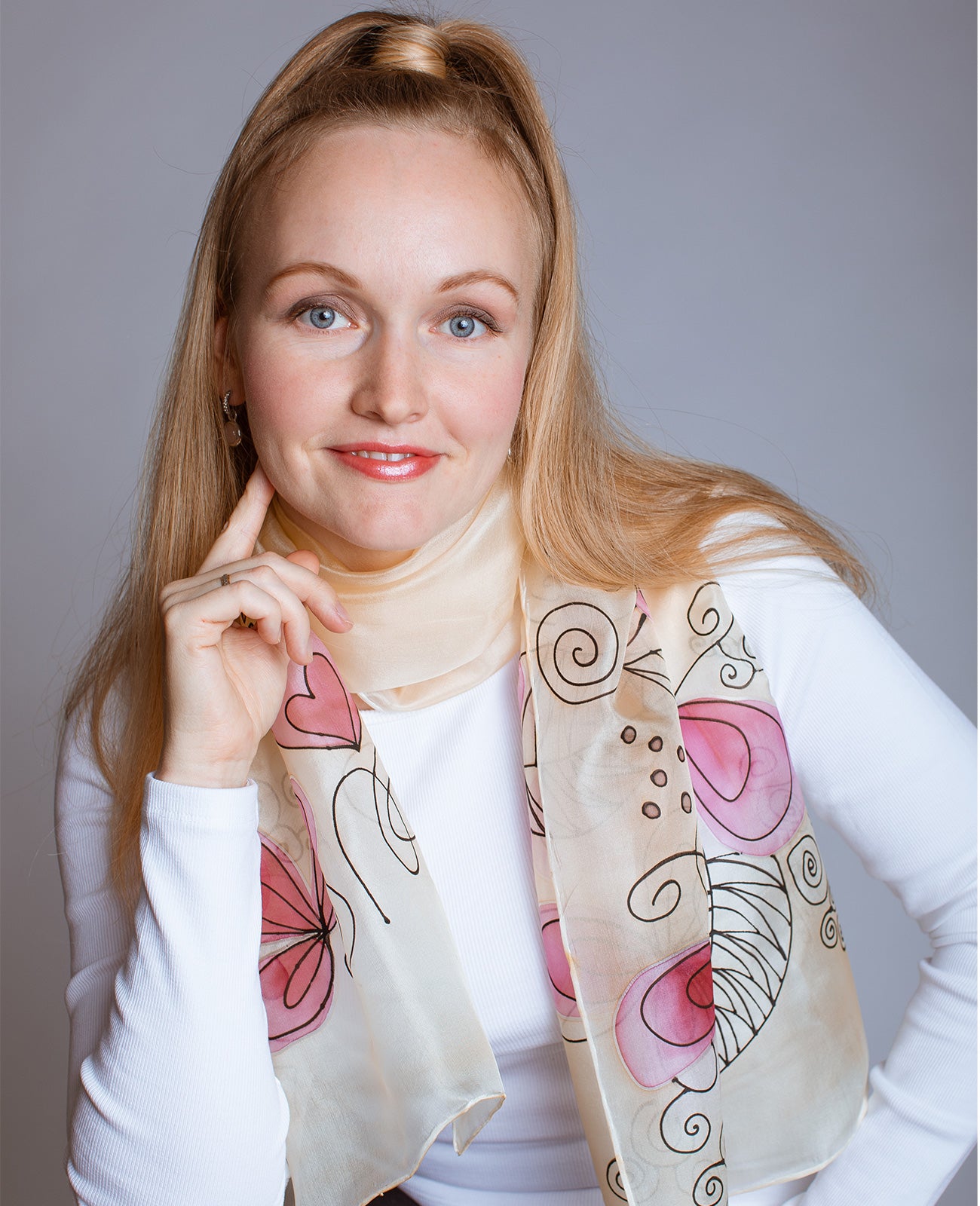 Love Hand Painted Silk Scarf