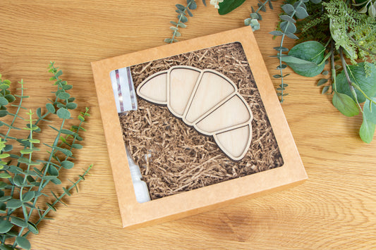 Children's Craft Kit for creating croissant-shaped refrigerator magnet