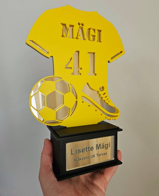Football trophy with engraving