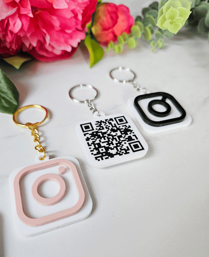Isikupärane võtmehoidja Instagram QR koodiga VALGE