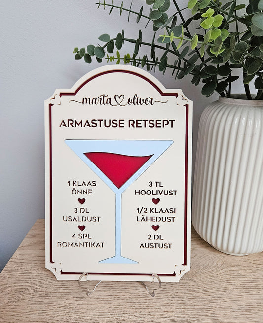 Personaalne kingitus - Armastuse retsept | Kingitus kallimale | Sõbrapäeva kingitus