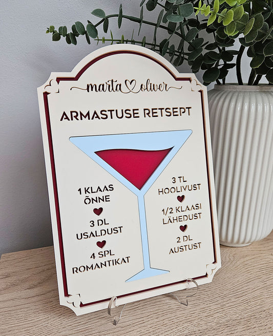 Personaalne kingitus - Armastuse retsept | Kingitus kallimale | Sõbrapäeva kingitus