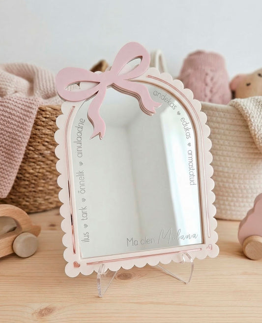 Personal affirmation mirror "Luxurious bow" (With your name)