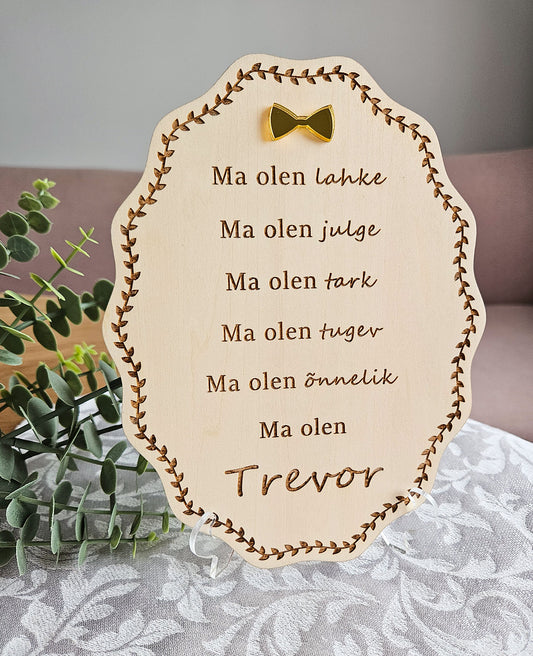 Personaalne puidust afirmatsioonitahvel lastele "Kikilips"