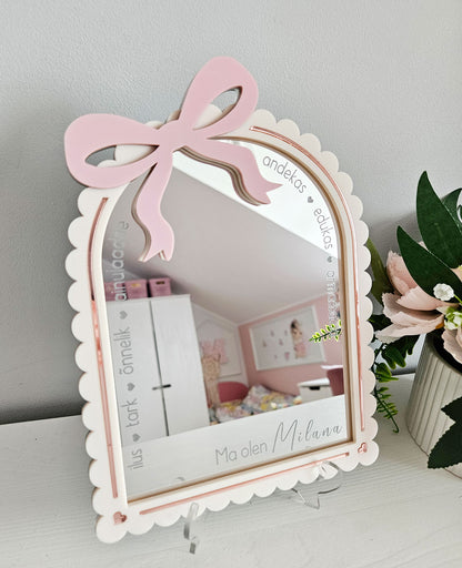 Personal affirmation mirror "Luxurious bow" (With your name)