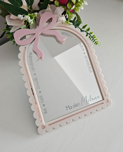 Personal affirmation mirror "Luxurious bow" (With your name)