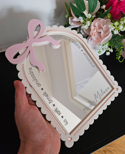 Personal affirmation mirror "Luxurious bow" (With your name)
