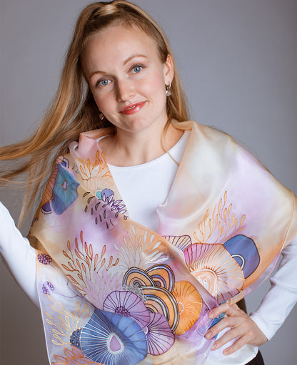 Abstarction (1) Hand Painted Silk Scarf