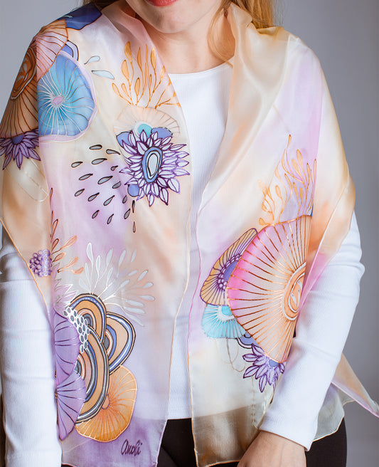 Abstarction (1) Hand Painted Silk Scarf
