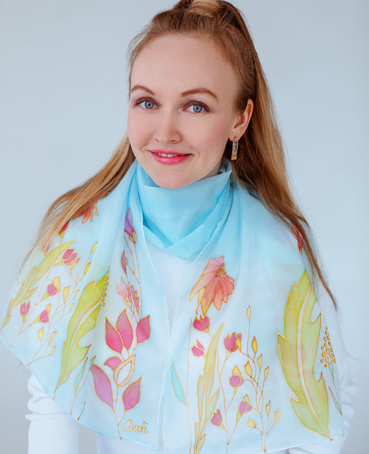 Spring 2 Hand Painted Silk Scarf