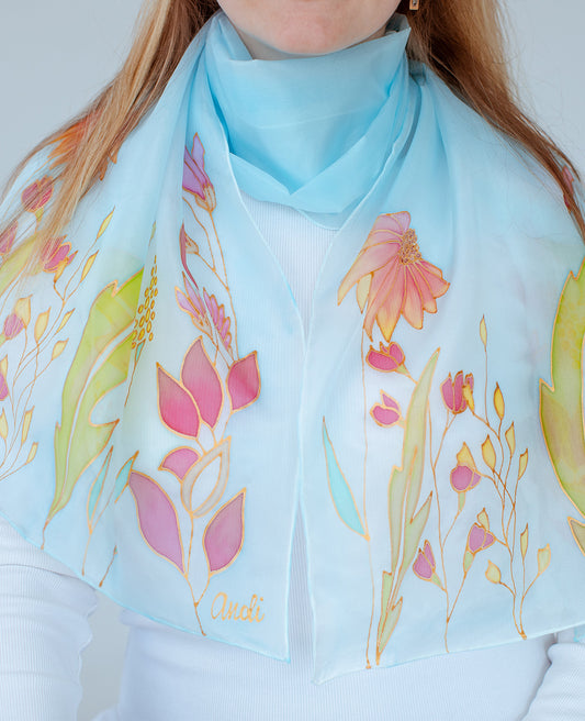 Spring 2 Hand Painted Silk Scarf