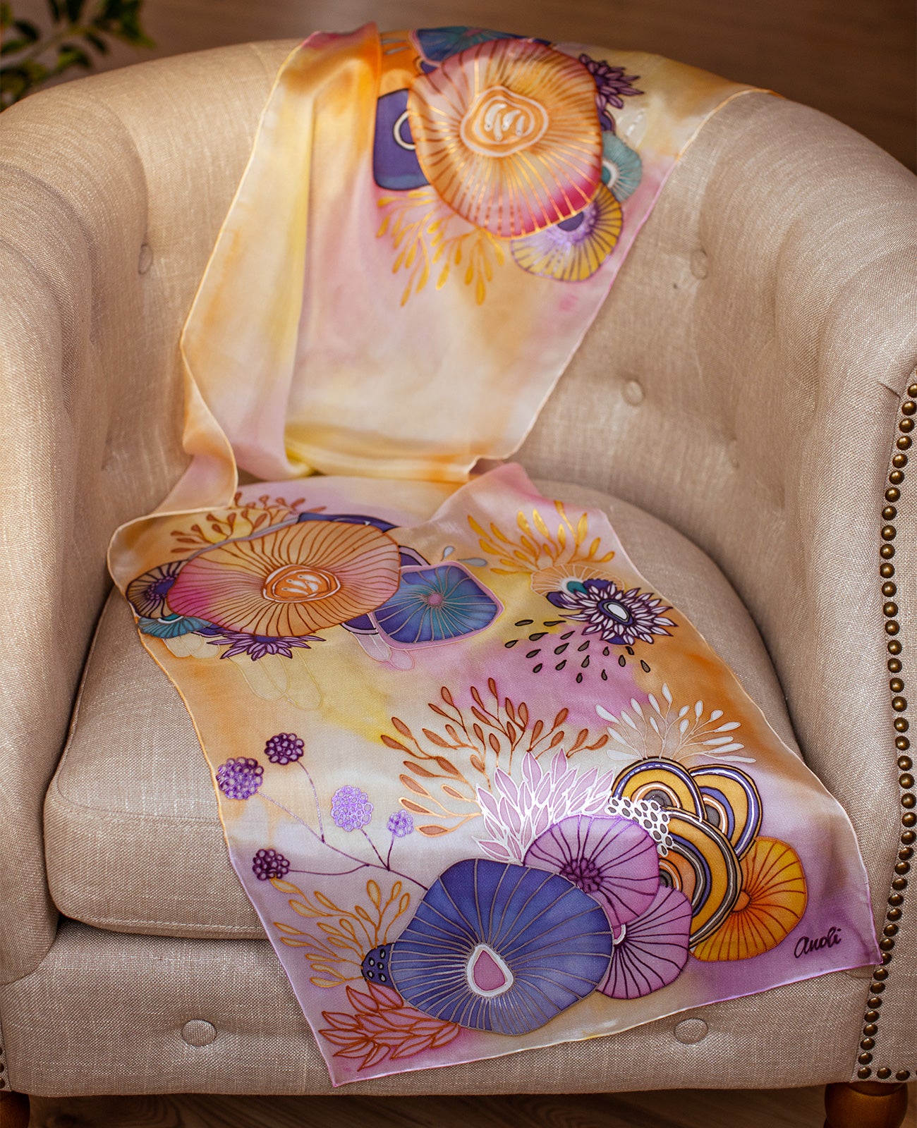 Abstarction (1) Hand Painted Silk Scarf