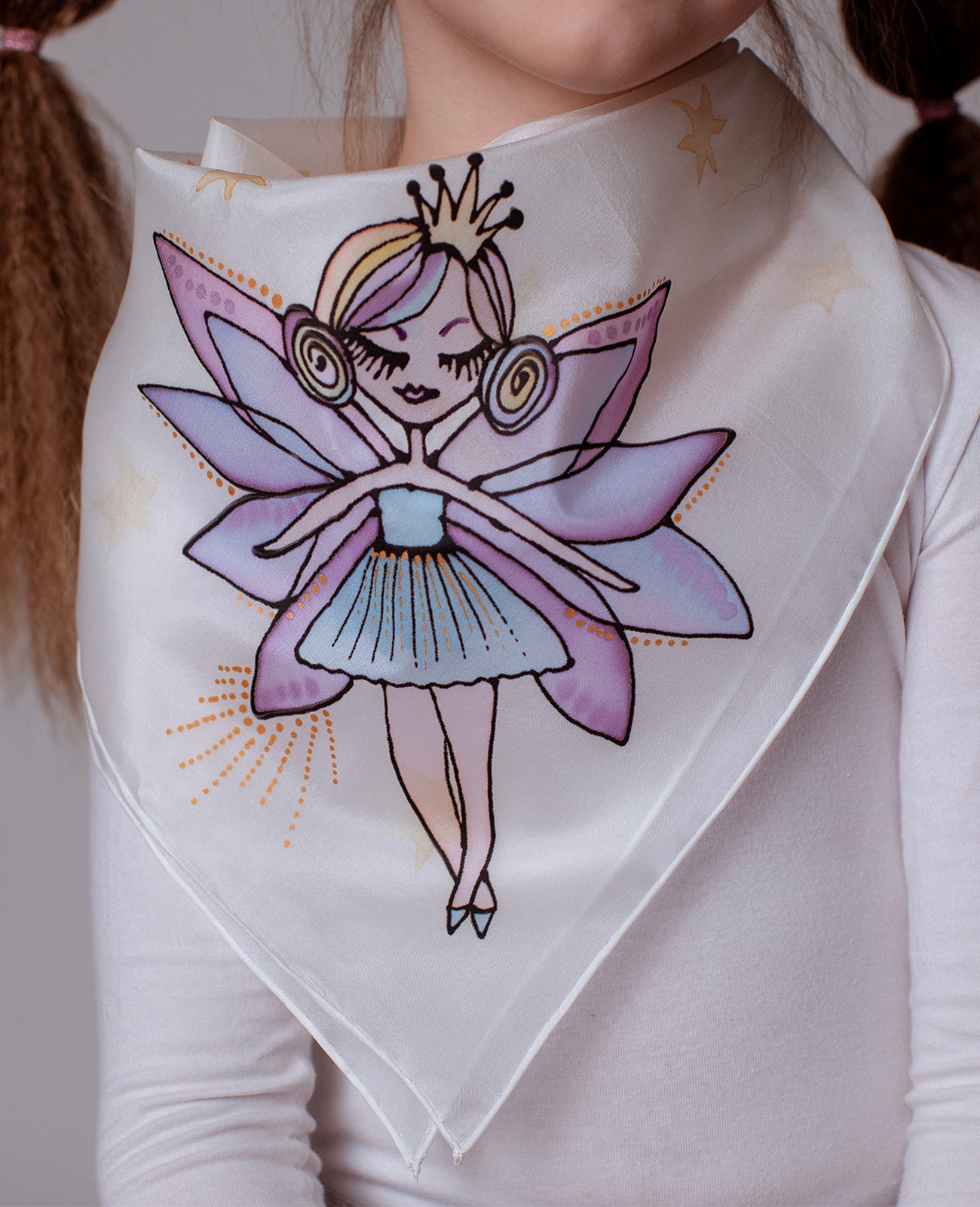Purple Fairy Hand Painted Kids Silk Shawl