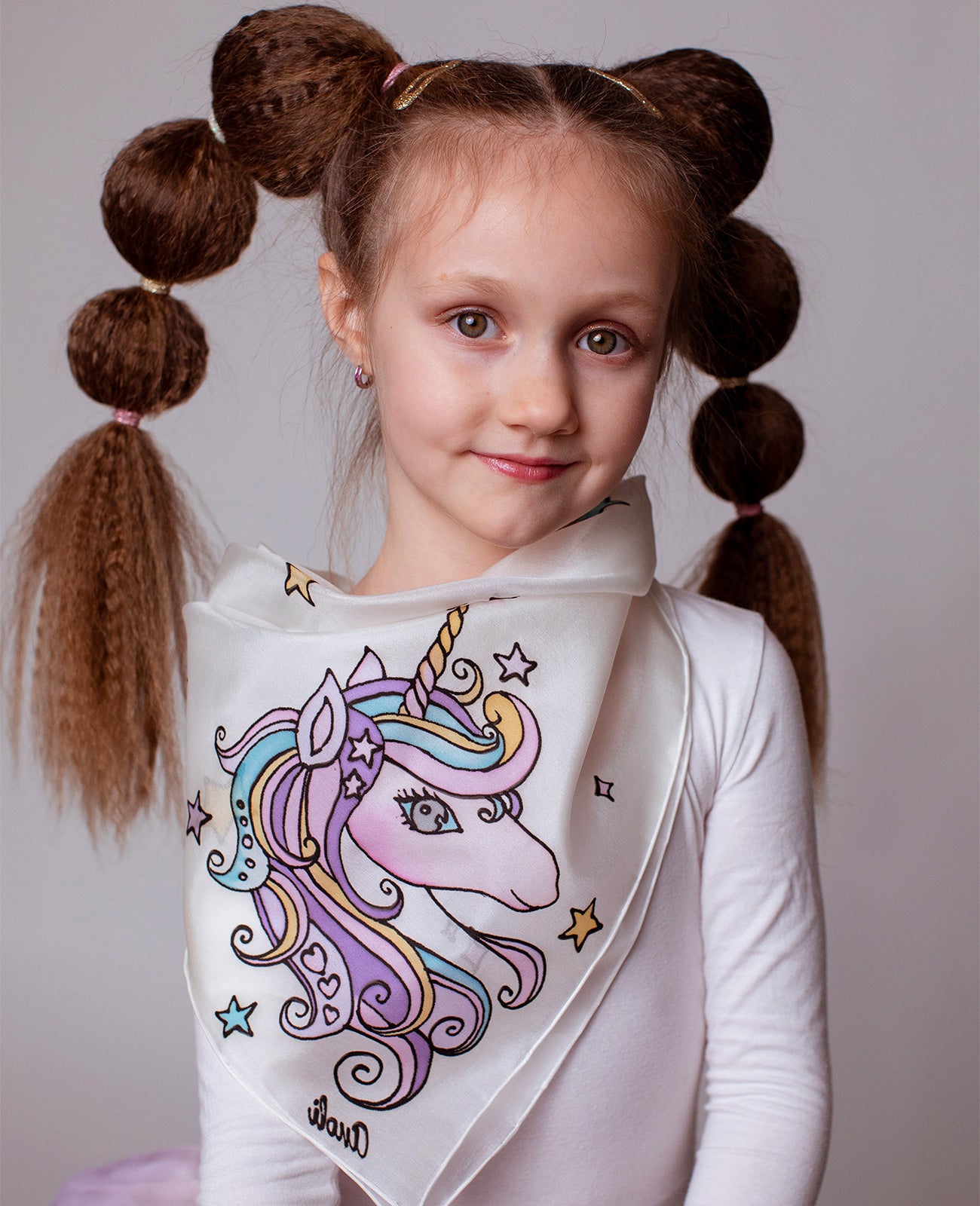 Unicorn Hand Painted Silk Shawl