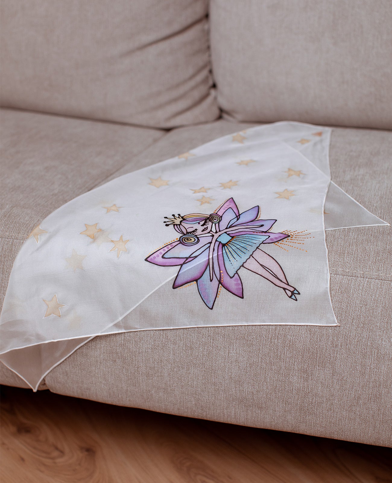 Purple Fairy Hand Painted Kids Silk Shawl