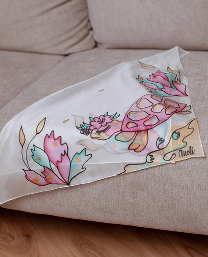 Turtle Hand Painted Kids Silk Scarf