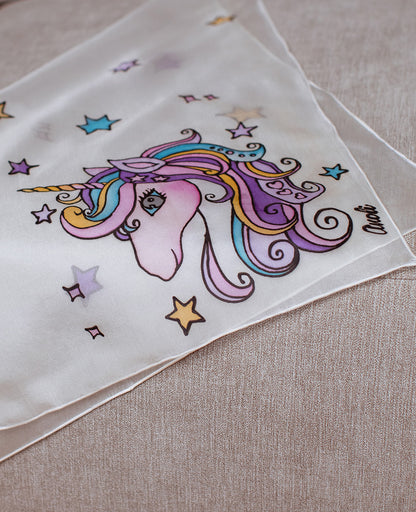 Unicorn Hand Painted Silk Shawl