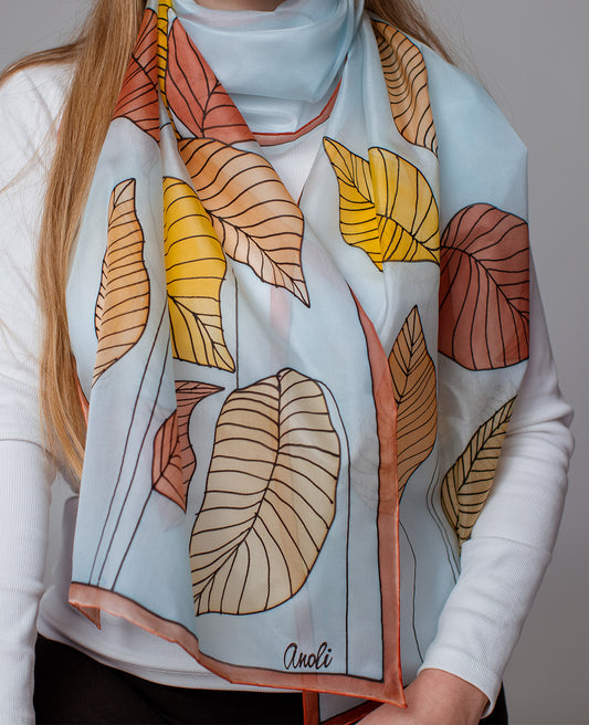 Autumn leaves Hand Painted Silk Scarf