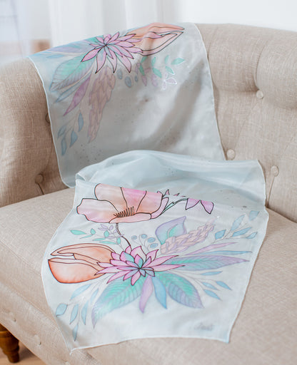 Gentle Nature Hand Painted Silk Scarf