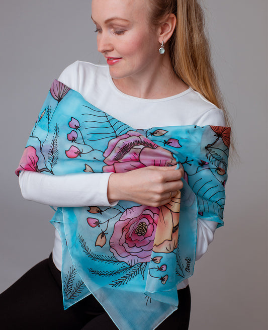 Summer Hand Painted Silk Scarf