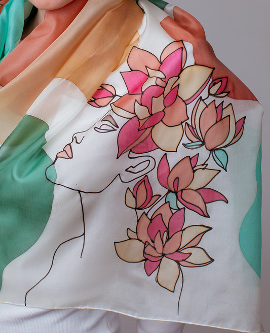 Beauty Hand Painted Silk Scarf